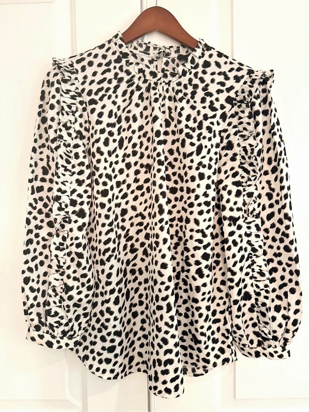 J.Crew Animal Print Top in black & white; Small